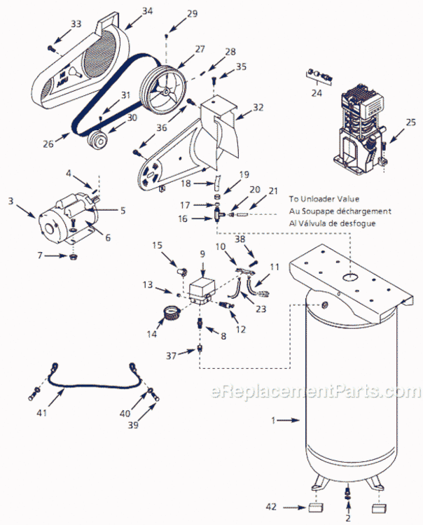 Page A Diagram and Parts List for VS500702 1999 Campbell Hausfeld Compressor